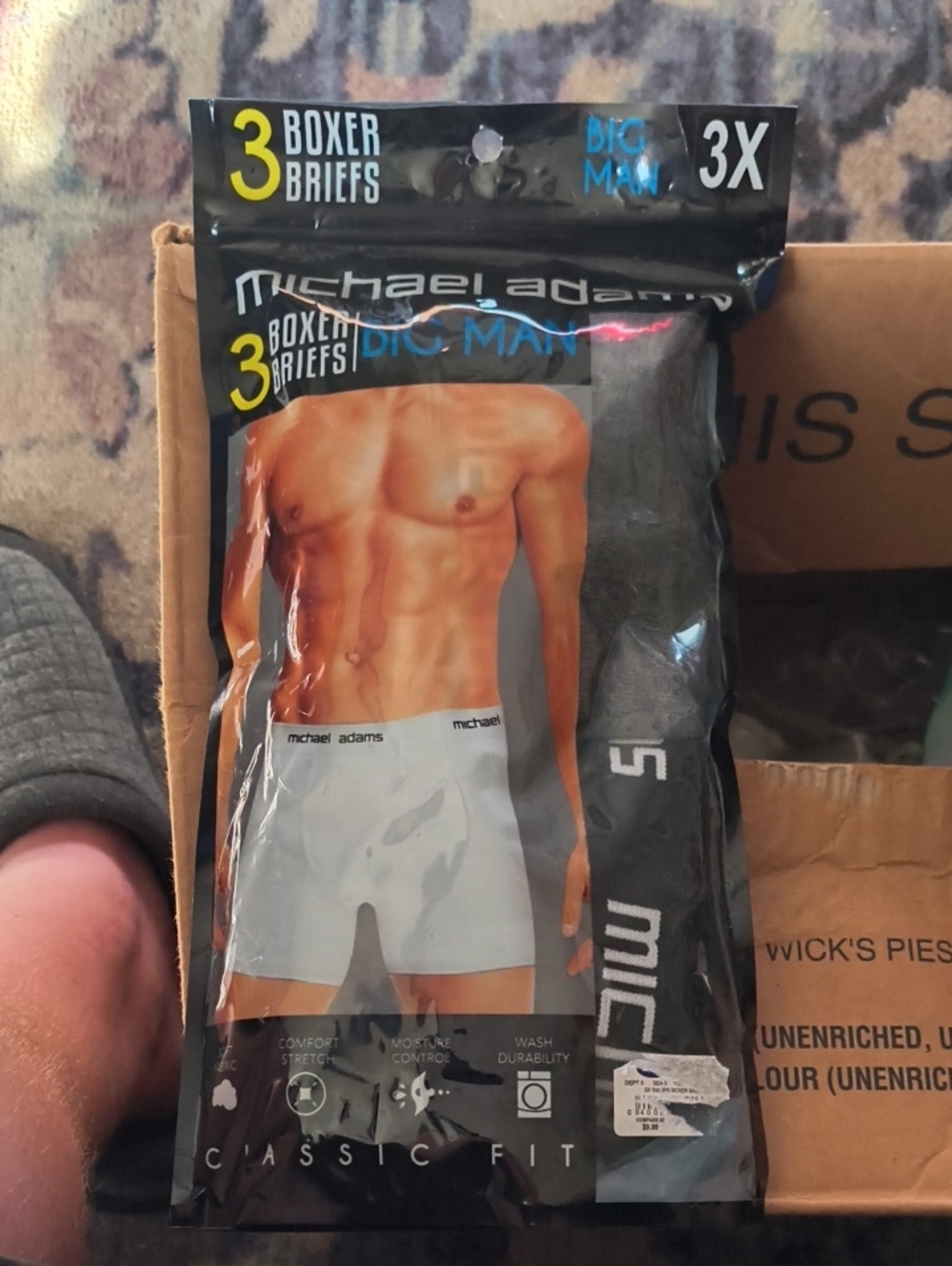 Adams Men’s 3-Pack Boxer Briefs – White & Gray (3X)